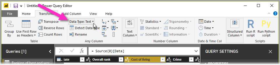 Transform Tab